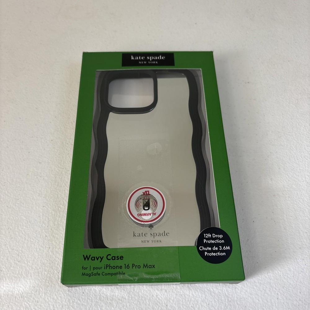 NWT‎ Kate Spade iPhone 16 Pro Max Case W/ MagSafe compatible Black Wavy